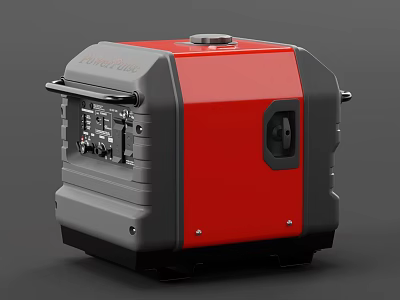 Red And Gray Portable Industrial Generator Equipment With Compact Design And Control Panel 3d model