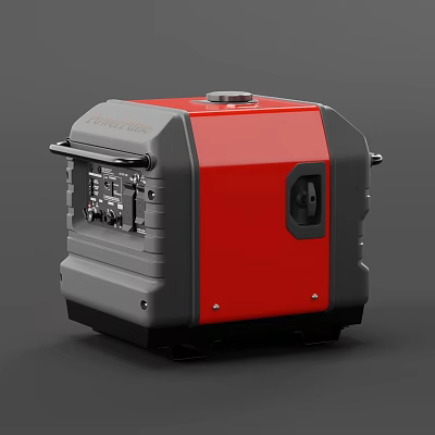 Red And Gray Portable Industrial Generator Equipment With Compact Design And Control Panel 3d model