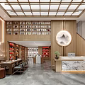 Specialty Store Interior With Wooden Counter And Shelves Displaying Various Products