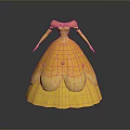 Elegant Yellow Princess Dress with Bow Detail and Fluffy Skirt Design