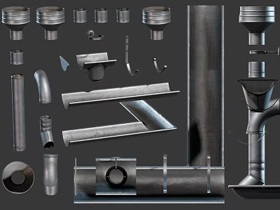 Various Industrial Pipe Components Including Fittings Elbows Connectors And Tubes 3d model