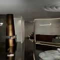 Modern Elegant Beauty Hair Salon Interior With Brown Decorative Column White Counter And Lighting