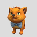 Cute 3D Animated Orange Cat Character Wearing Blue Bow Tie 3d model