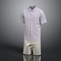 Light Purple Short Sleeve Shirt With Beige Casual Shorts Outfit