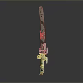 3D Rendered Green Mechanical Sword With Detailed Metallic Structure And Modern Design