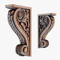 Wooden Decorative Carved Components with Intricate Floral Patterns Round Elements and Leaf Motifs