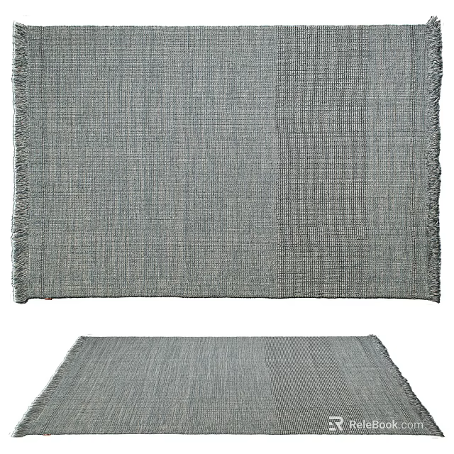 Modern Square Woven Rug With Textured Gray Design For Living Room Floor 3d model 
