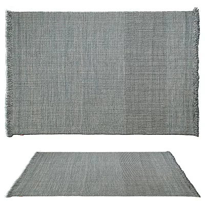 Modern Square Woven Rug With Textured Gray Design For Living Room Floor 3d model
