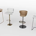 Modern Bar Stools In Various Styles With Metal Frames And Leather Seats 3d model