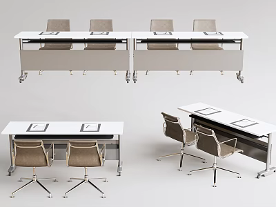 Modern Conference Table With Metal Frame And Matching Chairs For Office Meetings 3d model