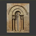 Ancient Stone Arch Scenery With Carved Columns And Sandstone Decorative Details