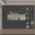 Modern Dark Gray Sideboard With Open Shelves Table Lamp And Decorative Books
