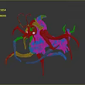 3D Rendered Fantasy Creature Character With Maroon Body Multiple Tentacles And Glowing Eyes