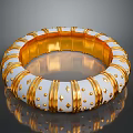 Elegant Gold And White Bracelet With Decorative Dots Diamond Shapes Design