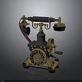 Vintage Electronic Telephone With Rotary Dial Gold Accents And Metal Base Design