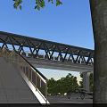 Modern Overpass Bridge Over Busy Road With Vehicles Trees And Green Grass