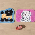 Shaped Dog Pattern Carpets in Blue and Pink for Playful Kids Room Decor