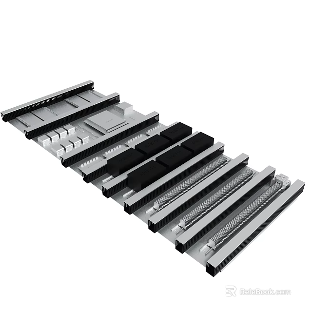 Different Types Of Industrial Metal Components With Strip And Block Designs 3d model 