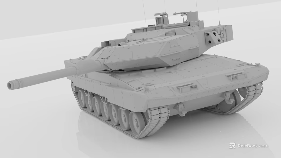 Modern Military Tank 3D Model with Turret Cannon and Tracks in Detailed Rendering 3d model 
