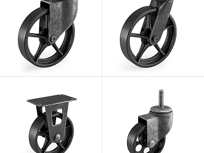 Durable Hardware Tools Metal Caster Wheels with Various Designs for Equipment Mobility 3d model