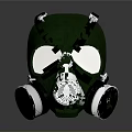 Military Green Gas Mask With Dual Filters As Protective Weapon Gear Equipment