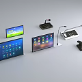 Public Facility Conference Equipment With Digital Displays Microphones And Control Devices