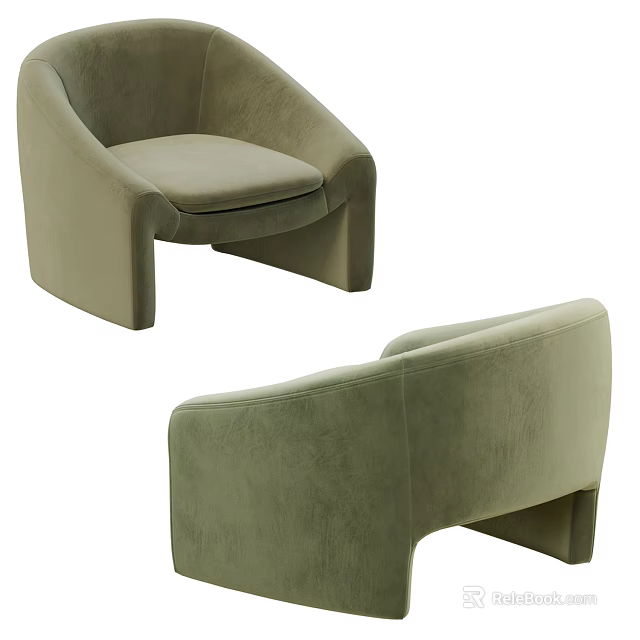 Light Green Velvet Single Sofa With Modern Design Unique Armrests And Sturdy Base 3d model 