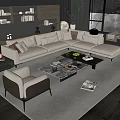 Modern Sofa Coffee Table Combination Corner Sofa Leisure Sofa Floor Lamp Jewelry Ornaments 3d model