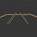 Simple Bamboo Bridge Structure With Thatch Surface And Wooden Supports