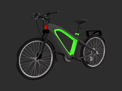 Modern Electric Bicycle With Gray Frame Green Streamlined Design And Black Seat 3d model