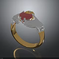 Gold Ring With Two Hands Holding Pink Heart Shaped Gemstone And Diamond Decorations