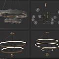 Modern Illuminated Chandeliers Featuring Circular Rings Glass Balls And Metal Frames In Interior Design