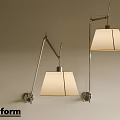 Poliform Modern Wall Lamps with Adjustable Metal Arms and Light Fabric Shades for Contemporary Interior