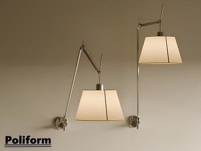 Poliform Modern Wall Lamps with Adjustable Metal Arms and Light Fabric Shades for Contemporary Interior 3d model