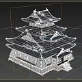 Ancient Architecture Tower With Multiple Tiered Roofs Stone Base And Wooden Door
