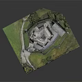Cartoon Castle Scene Model With Towers Walls Grassland Path And Trees