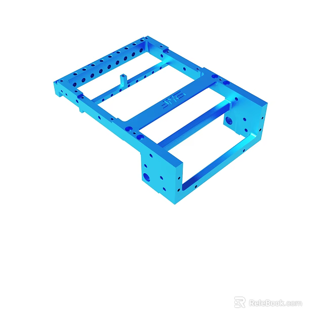 Blue Metal Frame Industrial Mechanical Component With Precision Holes And Support Structure 3d model 