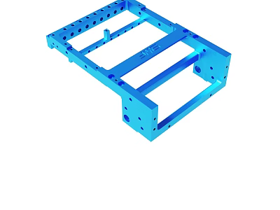 Blue Metal Frame Industrial Mechanical Component With Precision Holes And Support Structure 3d model