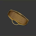 Yellow Woven Basket With Dual Handles For Home Storage And Decorative Use