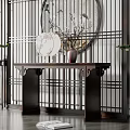 Chinese Style Console Table With Decorative Vase Screen And Traditional Elements 3d model
