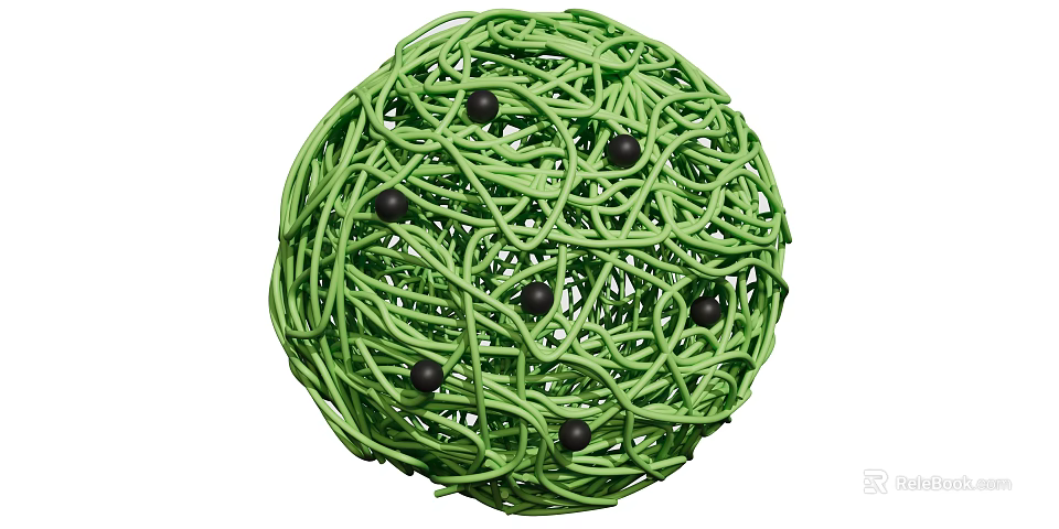 Medical Device With Green Intertwined Lines And Black Dots In Sphere Structure 3d model
