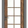 Classic White Double Door With Glass Panels And Metal Handle For Home Interior