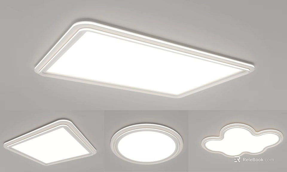 Modern Ceiling Light Fixtures With Square Round And Cloud Shapes For Interior Lighting 3d model