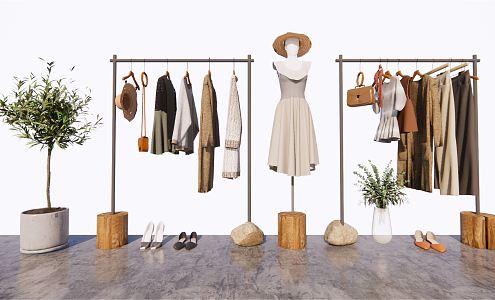 Modern Hanger Clothing Store Hanger Display Rack Clothes Hat Model Hat Bag Shoes 3d model