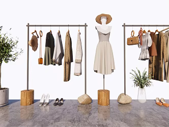Modern Hanger Clothing Store Hanger Display Rack Clothes Hat Model Hat Bag Shoes 3d model