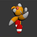 Cartoon Yellow Animal with Red Hat White Gloves and Red White Striped Legs