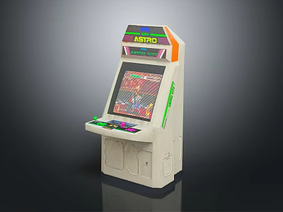 Retro Astro Arcade Machine Entertainment Appliance With Game Screen And Colorful Buttons 3d model
