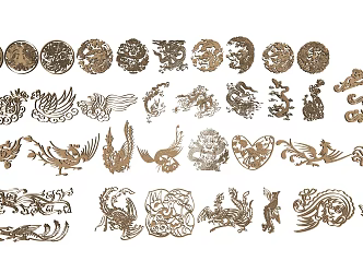 Chinese carved dragon and phoenix 3d model