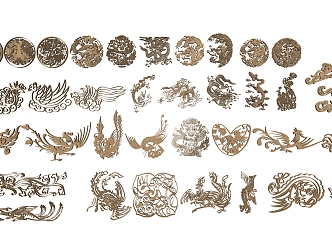 Chinese carved dragon and phoenix 3d model