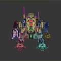 Blue Armored Mech Robot Game Movie Character with Mechanical Arms and Legs